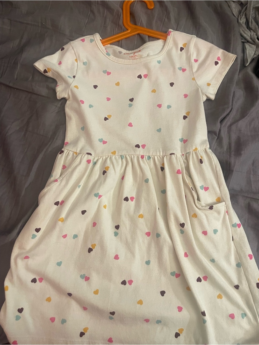 Cat & Jack Cream Short-Sleeve Dress with Multicolor Heart Print